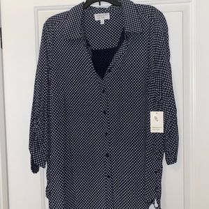 NWT Prescott NY black/white checked button down